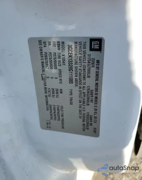 2008 Chevrolet Silverado K1500 z USA, uszkodzony, nr VIN 3GCEK13328G111085